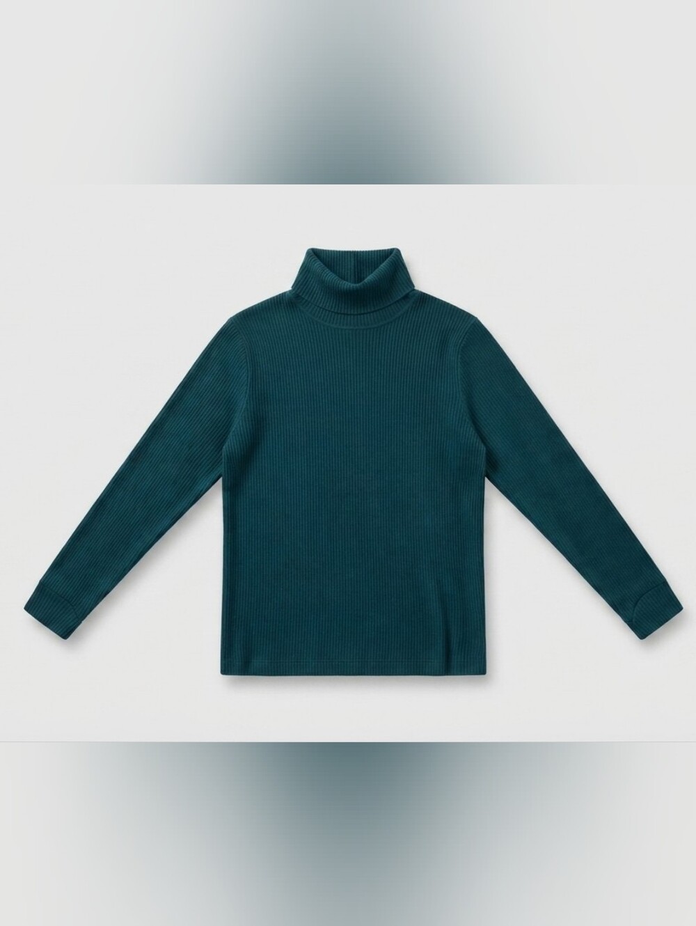 St. John's Bay Women's Plus 1X Teal Green Ribbed Knit Turtleneck Sweat